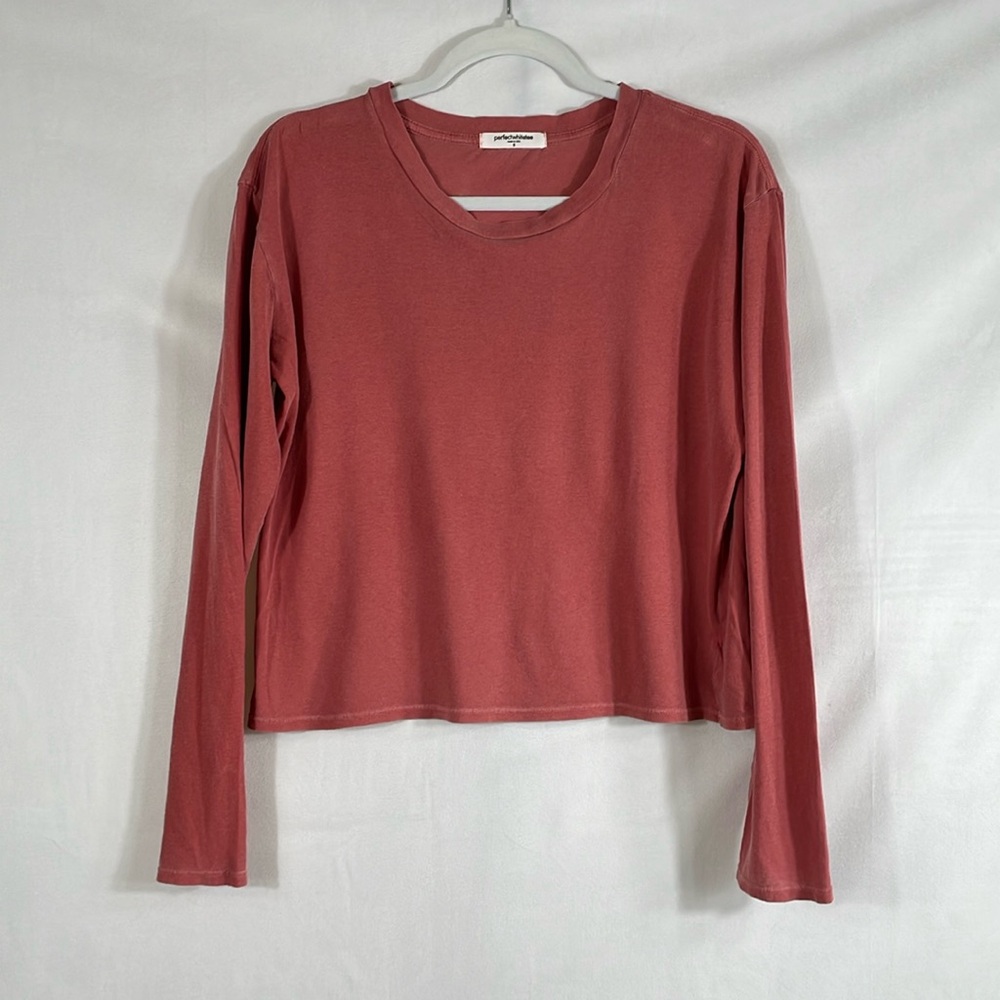 perfectwhitetee Long Sleeve Tee in Rust